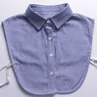 Джинсовая блузка с имитацией воротника и полосками, женская блузка с отворотом, регулируемые женские рубашки, винтажная блузка с имитацией воротника