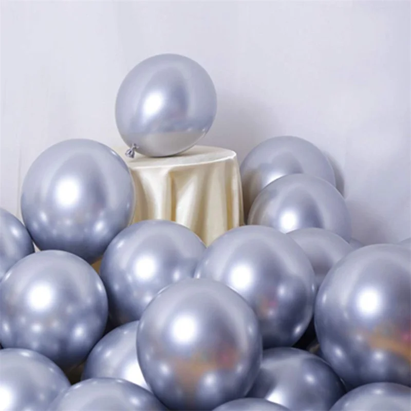 silvery 30 шт. 12 дюймов хромовые металлические разноцветные латексные шары Русалочки металлические шары для свадьбы, дня рождения, украшения для вечеринки - Цвет: silvery