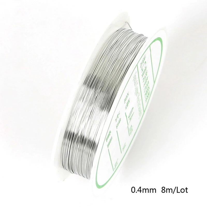 0.4mm Diameter 8m 30/20/15/8/7/5/3/2м белый K бусины Веревка Медь провода ремесло Бисер провод для браслет Цепочки и ожерелья шнура Ювелирные изделия Аксессуары - Цвет: 0.4mm Diameter 8m