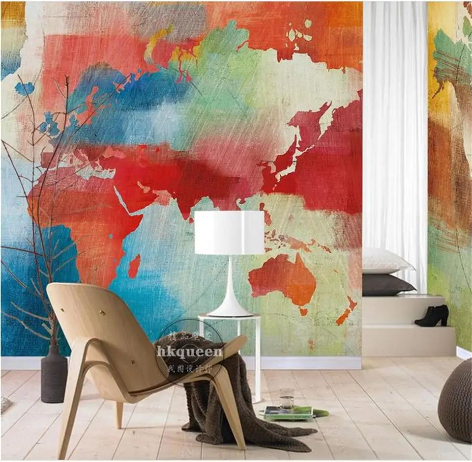 3d обои для комнаты на заказ настенные нетканые фото ретро элегантная Карта мира