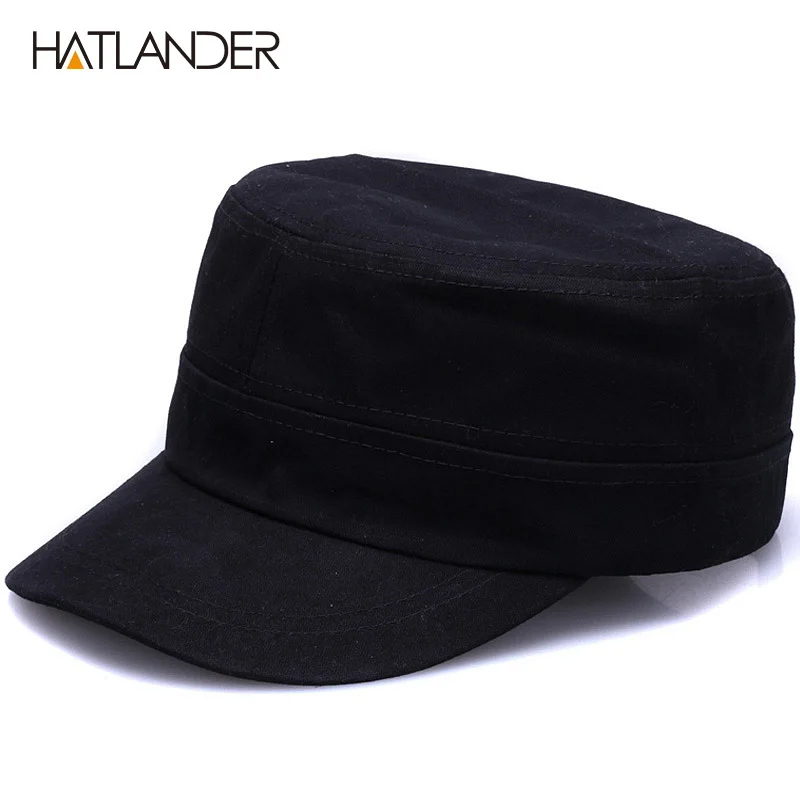 Фото [HATLANDER] новая модная простая хлопковая военная шапка унисекс, уличная однотонная шляпа от солнца, Регулируемая snapback gorra, пустой плоский Топ, а... №5