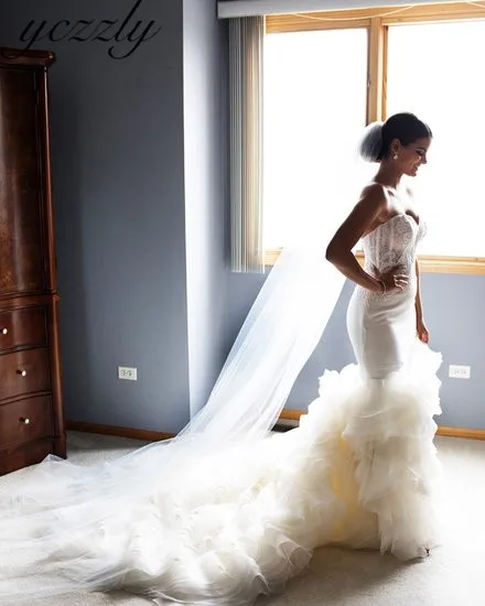 Реальные невесты Сексуальная возлюбленная длинная Кружева Аппликации Свадебные