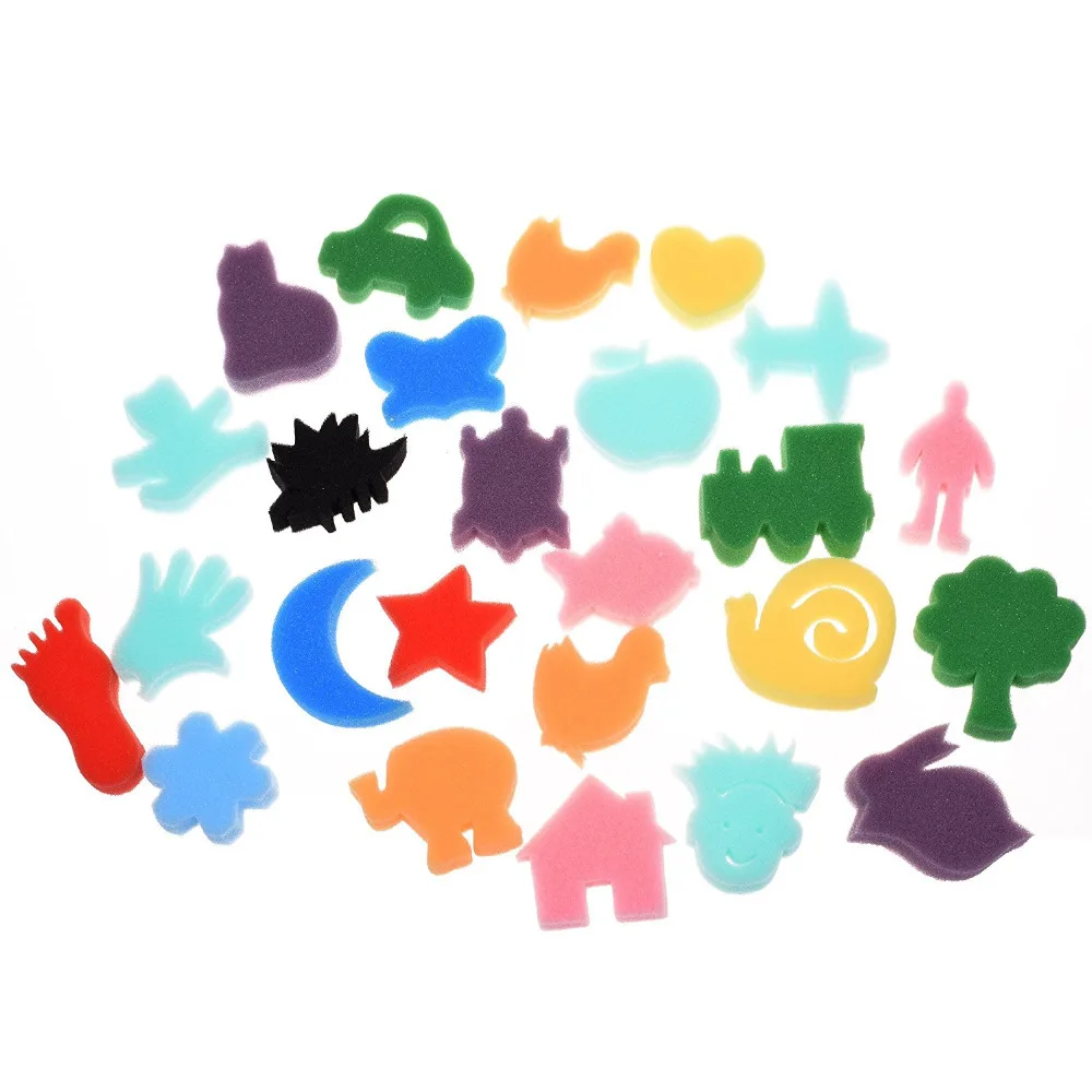 

24pcs Assorted pattern Childrens Art Craft Artist Studio Sponge Painting Shapes