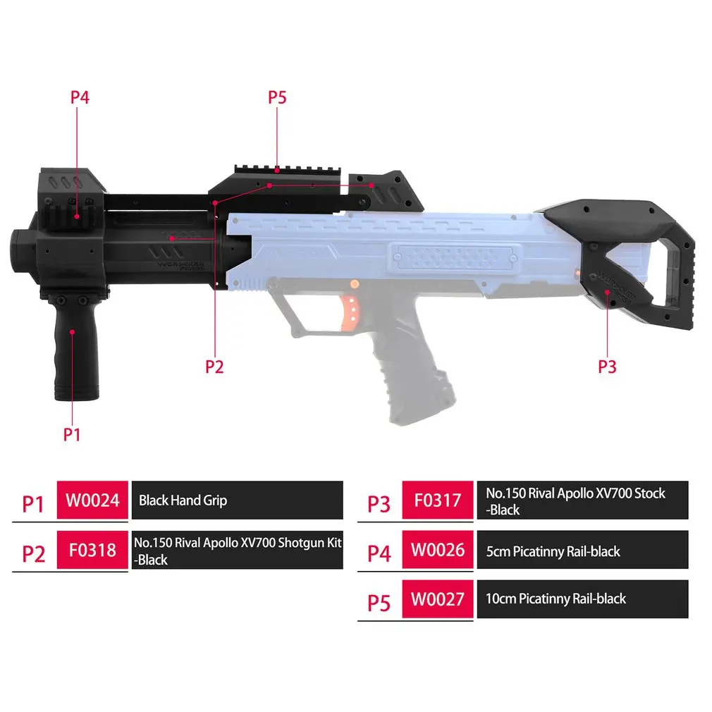 Рабочий ABL-W001 3D печать № 150 черный захват выдвижные комплекты комбо для Nerf Rival Apollo XV700 модифицировать игрушечный пистолет аксессуары nerf мод