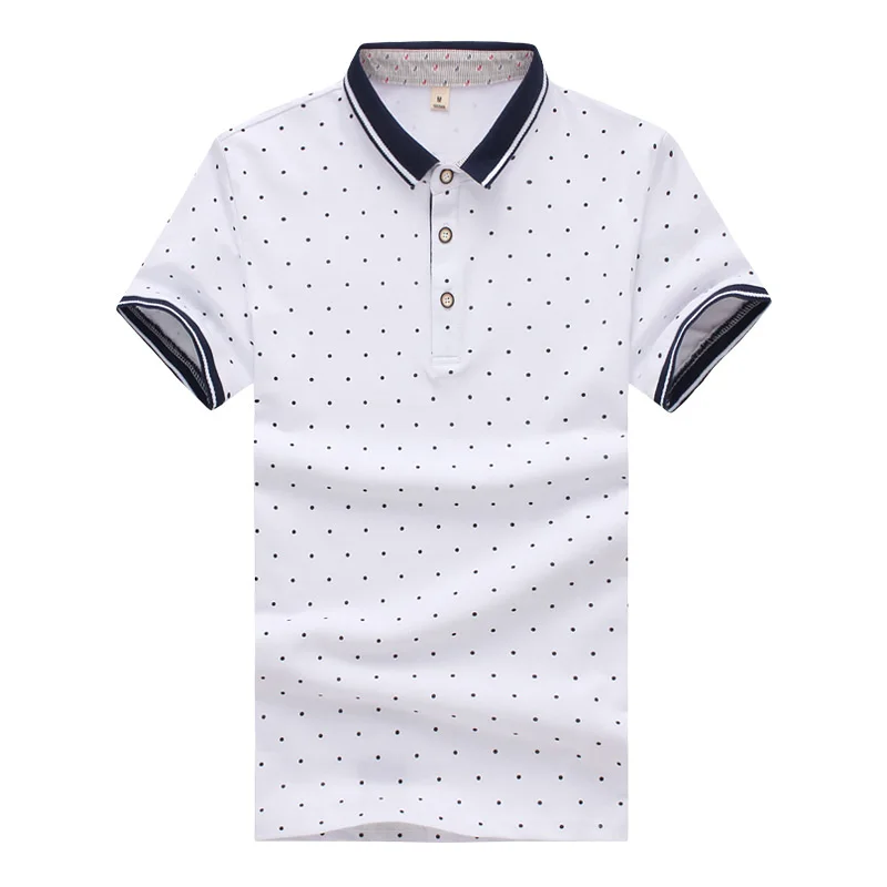 MIACAWOR New Men Polo shirts Fashion Polka Dot Print Short-sleeve Slim Fit Summer Camisas Clothing MT625 | Мужская одежда