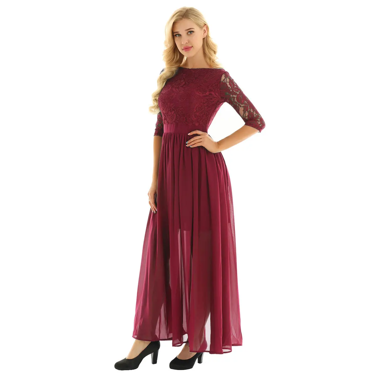 Летнее женское вышитое кружевное цветочное Свадебное Платье vestidos De Festa с коротким рукавом спереди разрезное длинное шифоновое платье Выпускные платья