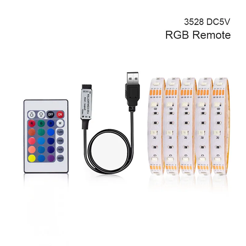 2 шт./лот USB Светодиодная лента RGB DC 5 В 2835 SMD кабель гибкая мощность лампа 1 м 3 4 ТВ