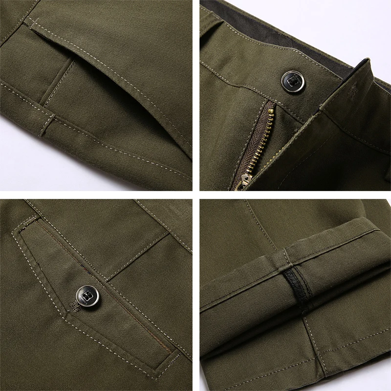 Business Suit Pants Winter Men Fleece Classic Warm Thick Hot Autumn Straight Stretch Male Trousers Cotton Solid Casual Zipper | Мужская