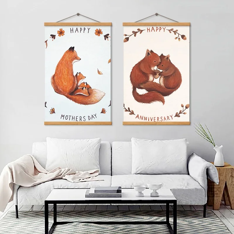 

Cute Cartoon Animals Wall Picture Anniversary Birthday Painting Print on Canvas Posters and Prints Nordic Girls Room Decor Gift