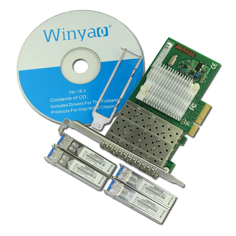 Winyao WYI350LX4 PCI-E X4 четырехъядерный Порт Gigabit Ethernet Lan волоконно-Серверная сетевая