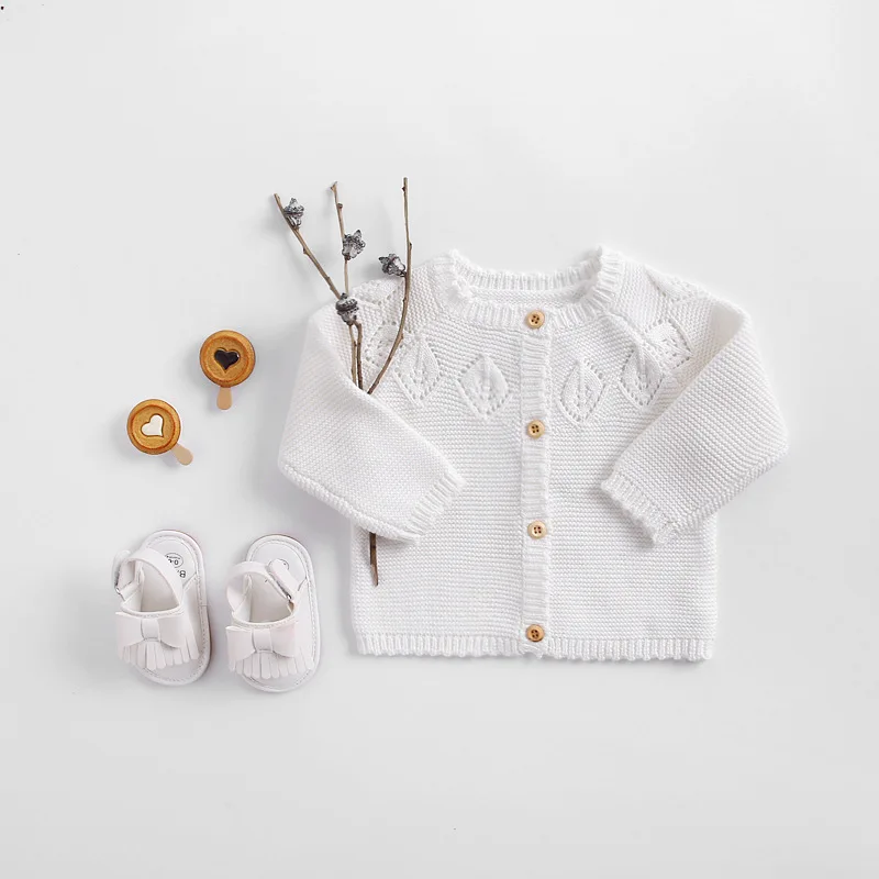 Весна 2019 Свитера для маленьких девочек кардиган милый Хлопковый вязаный свитер