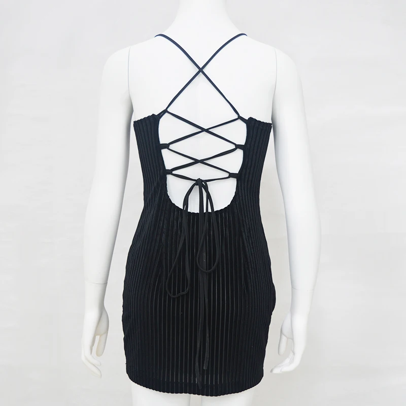 Пикантные на шнуровке Для женщин купальный костюм Боди женское платье Черный