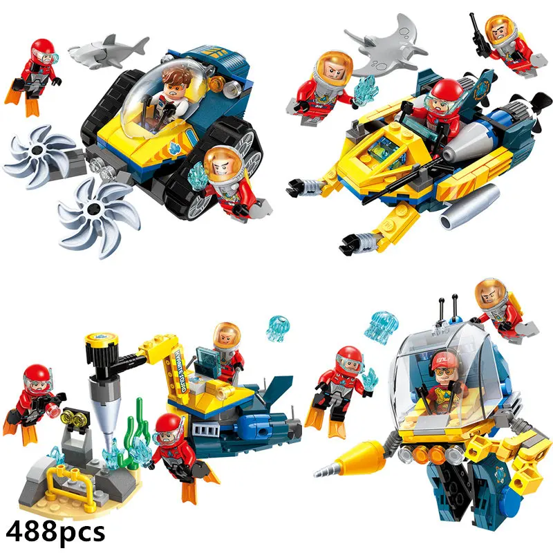 Enlamten Deep Sea Adventure City Vortex ascending car скутер подводная лодка строительные блоки набор комплектов Детская Игрушка совместима - Цвет: Without Original Box