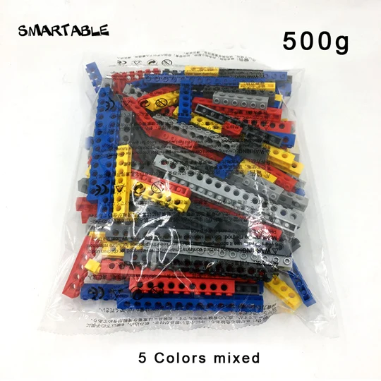 5color-10 sizes Smartable Technic кирпичи с отверстиями 10 размеров 5 цветов смешанные строительные блоки MOC части DIY игрушки Совместимые Technic игрушки 500 г/лот - Цвет: 5color-10 sizes