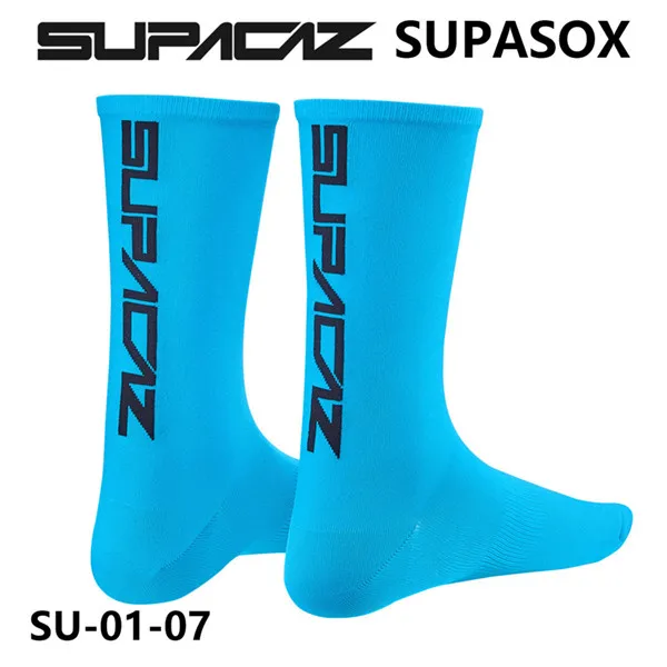 blue black logo SUPACAZ SupaSox уличные дышащие спортивные носки гоночный велосипед Компрессионные носки для бега - Цвет: blue black logo