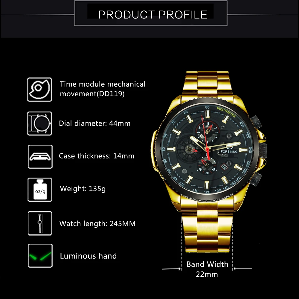 FORSINING Лидирующий бренд Роскошные Модные королевские автоматические