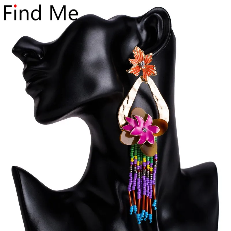 Женские Винтажные висячие серьги с цветами Find Me этнические Многослойные Длинные