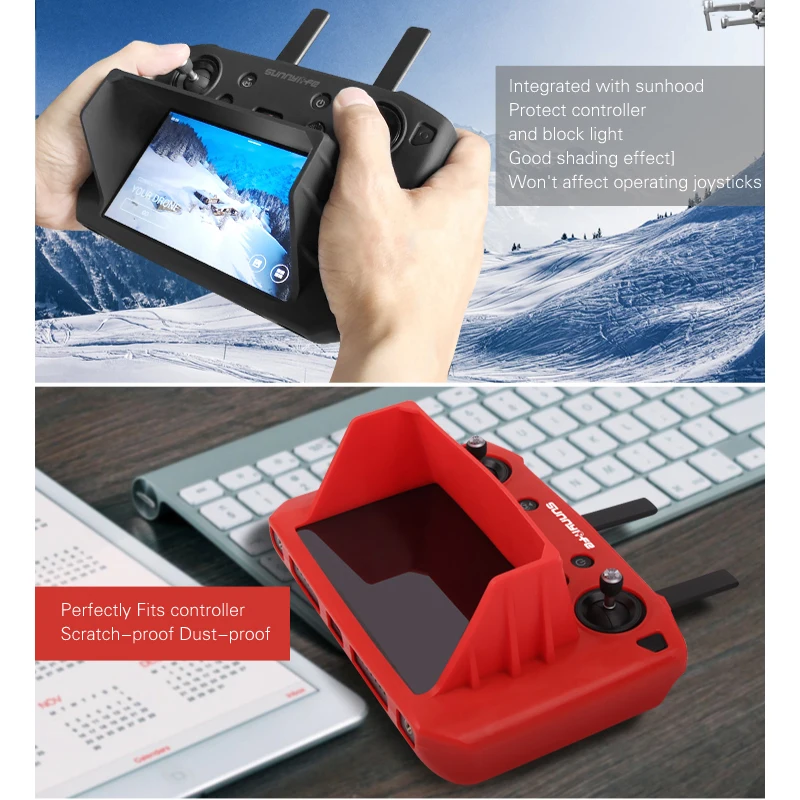 smart remote control with screen anti glare sun shade hood silicone protection cover case for dji mavic 2 pro zoom drone free global shipping