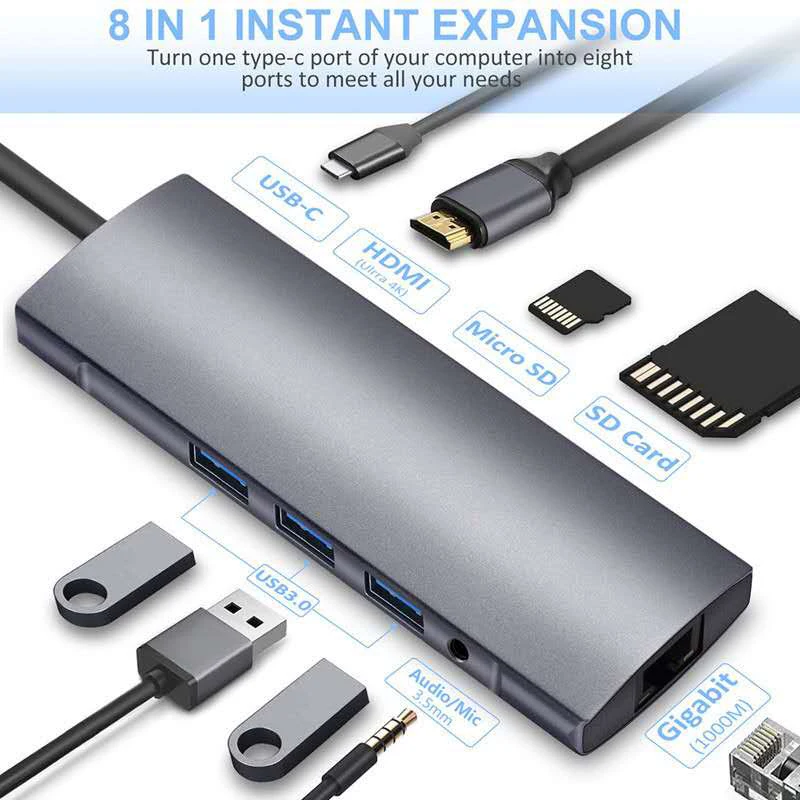 Док-станция 9-в-1 USB C для ноутбука 3 0 HDMI RJ45 | Мобильные телефоны и аксессуары