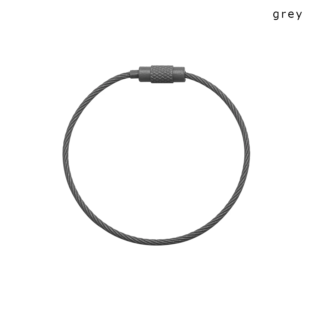 Grey 5 шт. нержавеющая сталь круг петли багажная бирка держатель брелок на веревке брелок EDC(для ежедневного использования) кабель брелок провода винтовые замки 1,5*150 мм - Цвет: Grey