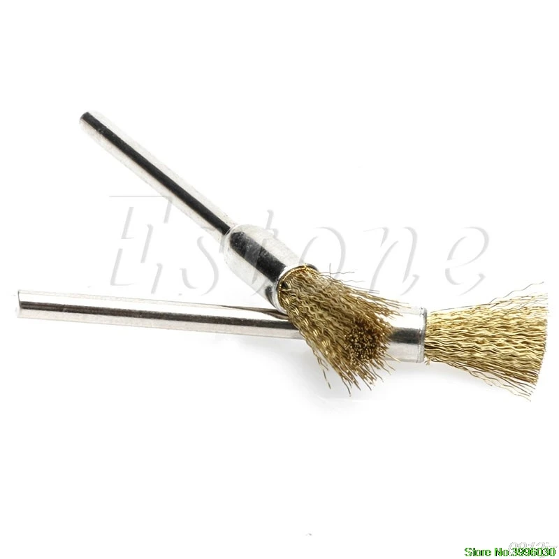 

10pc Mini Wire Brush Brushes 3mm x 5mm Brass Cup Wheel for Grinder or Drill