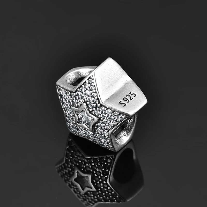 Real Crystal CZ fashion 925 Sterling Silver five-Pointed Star fine Bead Fit Original Pandora Charm Bracelet Jewelry making | Украшения и