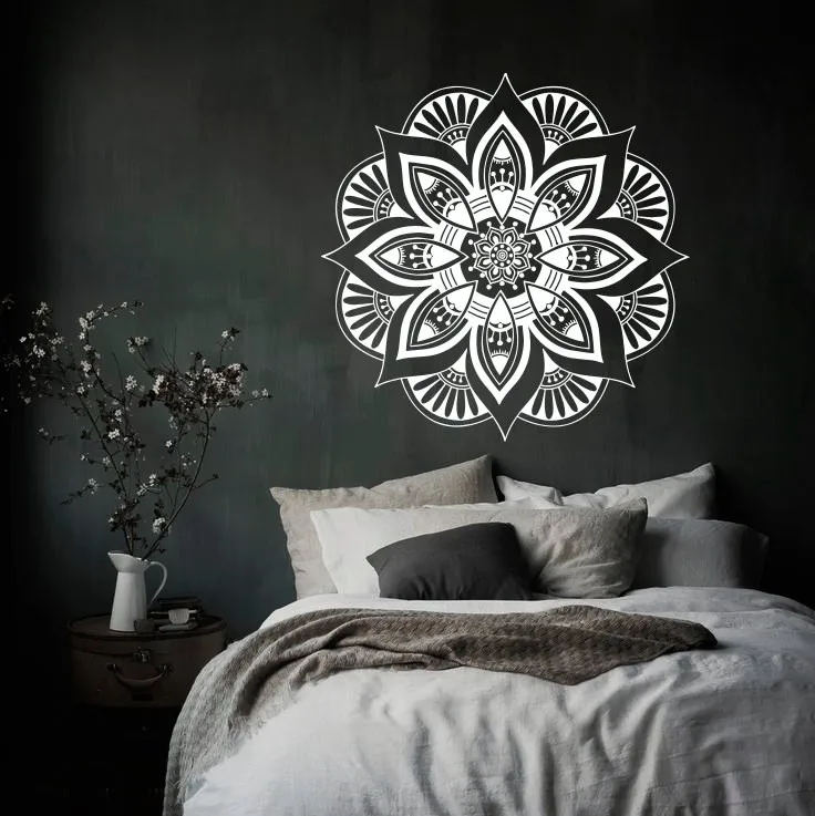 Beautiful design non-toxic PVC Mandala flower wall sticker Yoga room decals art mural decoration home decor | Дом и сад