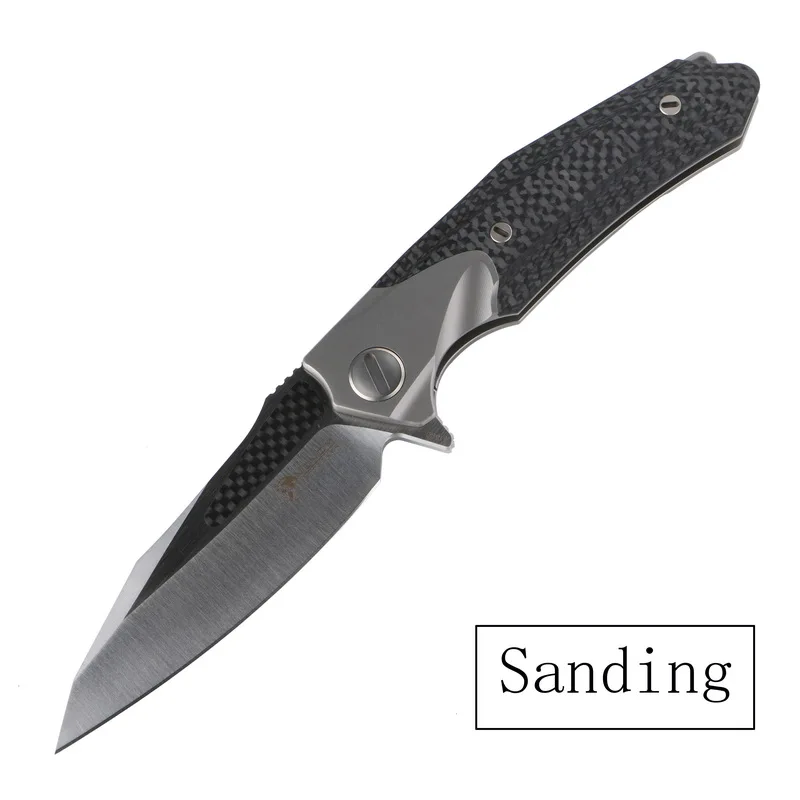 Sanding Яд атакующий Кевин Джон складной шарикоподшипник Флиппер нож M390 титановый Углеродный волокно Кемпинг Открытый выживания Ножи EDC инструмент - Цвет: Sanding