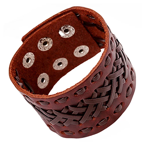 Hot Brand Unisex Men's Women's Punk Braid Wide Faux Leather Bracelet Cuff Wristband Bangle 6K98 7GJH BDL2 | Украшения и