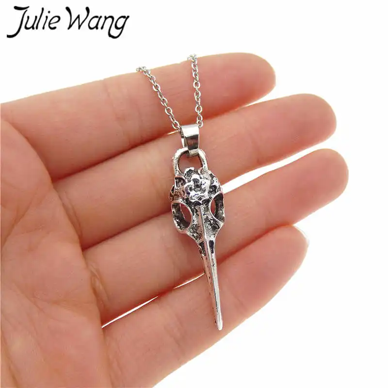 Julie Wang сплав Ворон птица клюв Череп Ожерелье Подвески серьги Ювелирные наборы