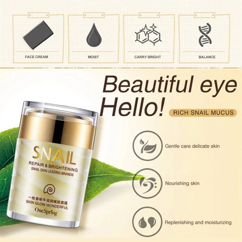 

60g Natural Snail Cream Facial Moisturizer Face Cream Whitening Anti Wrinkles Lifting Facial Firming Skin Care Original