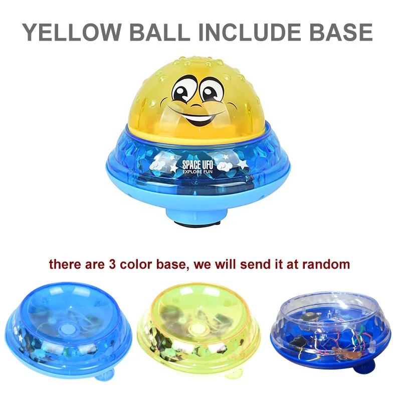 yellow ball bas Игрушки для ванной, светильник с распылителем, вращающийся с душевой кабиной, детские игрушки для детей, для малышей, для плавания, вечерние, для ванной, светодиодный светильник, игрушки - Цвет: yellow ball bas