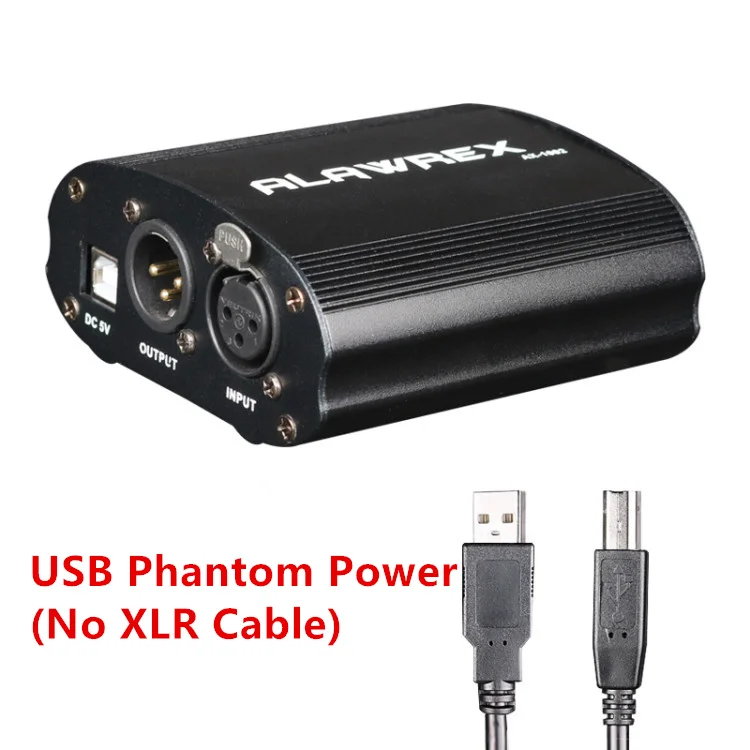 ALAWREX USB 1-канальный 48В питания w/адаптер XLR аудио кабель для конденсаторный микро микрофон для записи оборудование - Цвет: USB (No XLR Cable)
