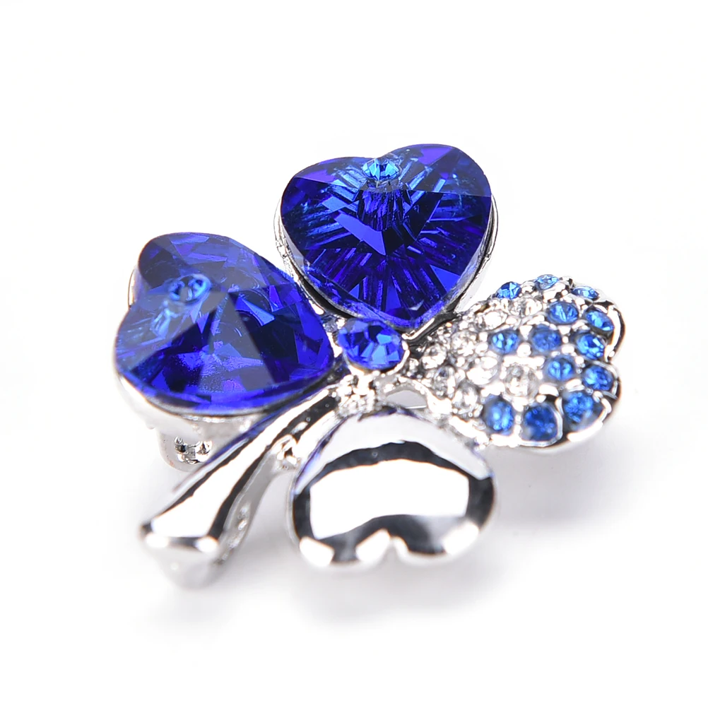Blue Кристалл тканевая булавка брошь Сладкий Счастливый четырехлистный клевер форма нагрудник - Окраска металла: Blue
