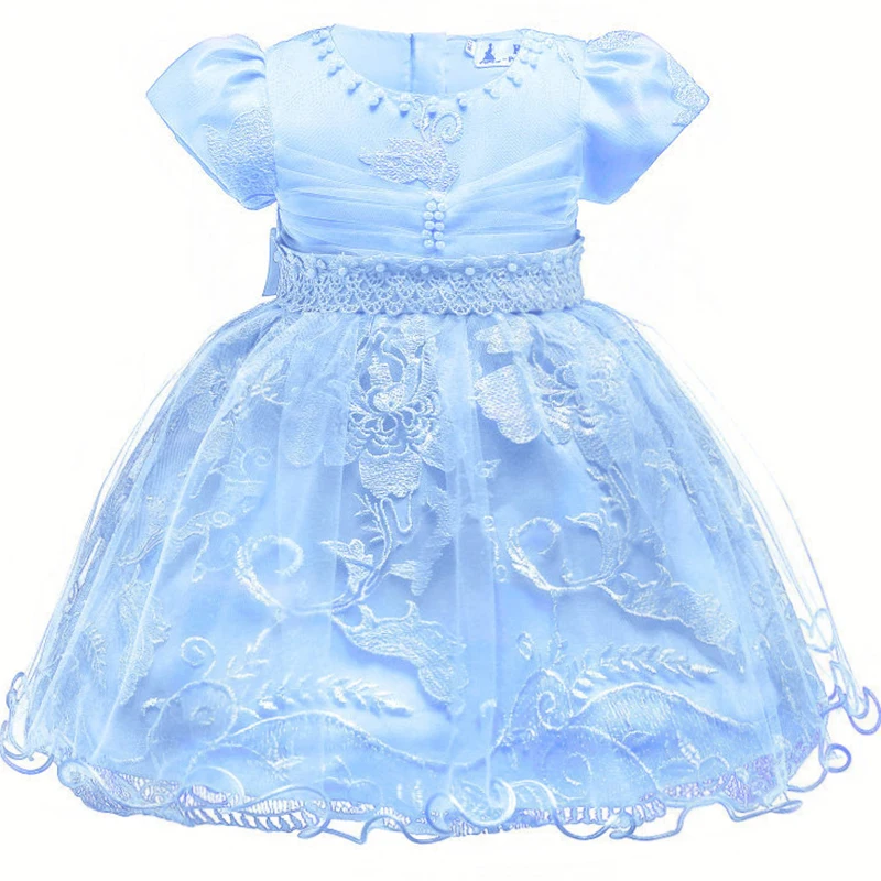 NEW Baby Girl Christmas dress For Girls 1 Year Birthday Flower Dresses For Wedding Princess Baptism Christening Birthday - Цвет: SkyBlue