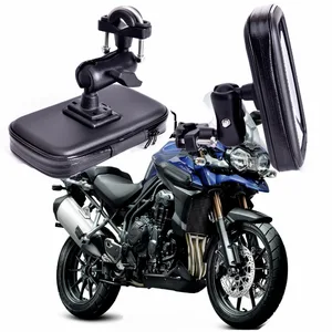 360 rotating gps motorcycle phone holder waterproof bag bicycle phone holder adjustable handlebar support moto mount card slots free global shipping