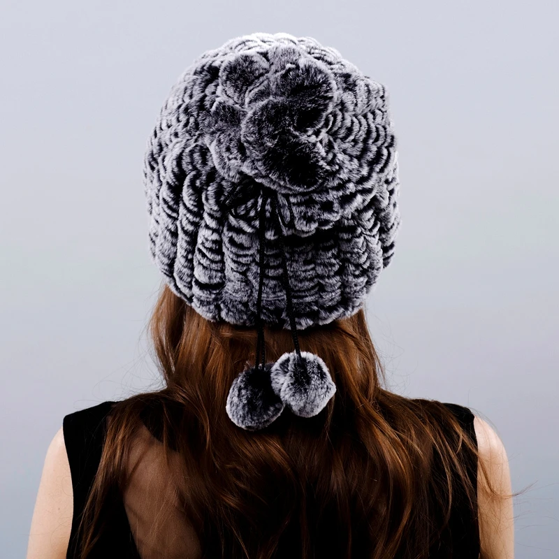 Женский Теплый вязаный шарф повседневная шапка с помпоном из натурального