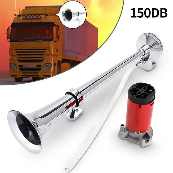 

Truck Air Horn ,12V Chrome Zinc Single Trumpet with Compressor Super Loud for Any Vehicles Trucks Lorrys Trains Boats Cars SUV