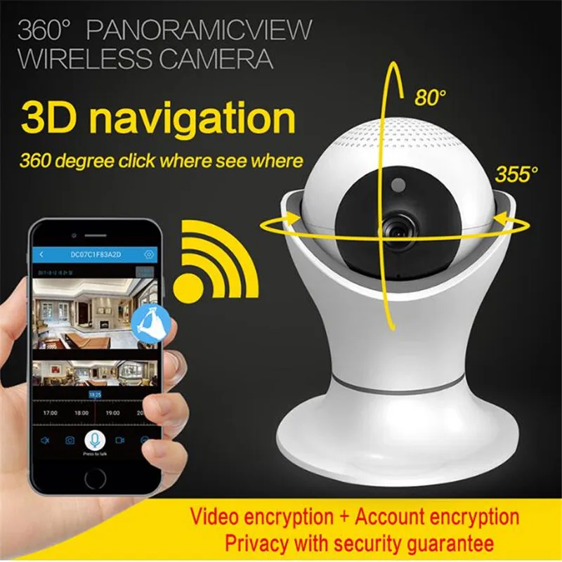 IP камера PLYMOTON 1080P 360 градусов с инфракрасным ночным видением|Камеры