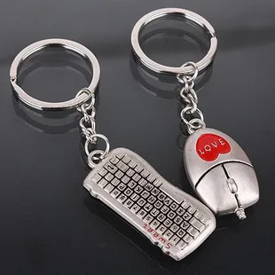 

Free Shipping Cheap home favor alloy Mouse and keyboard shaped alloy Keychain key ring party favors 60 pairs/lot