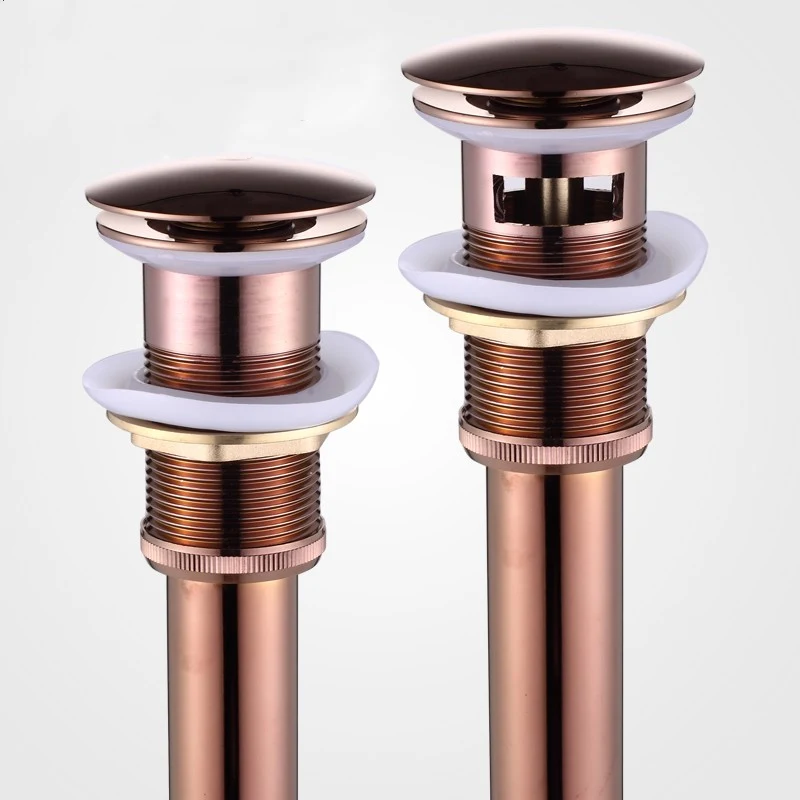 

Sink Drain with Overflow Gold Bathroom Basin Pop Up Drain Strainer Brass Vanity Vessel Sink Drain Stopper Water Drain Rose Gold