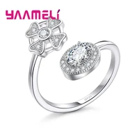 trendy 925 sterling silver sparking jewelry rings best gifts for ladies clear shiny stone vintage design ladies favorite