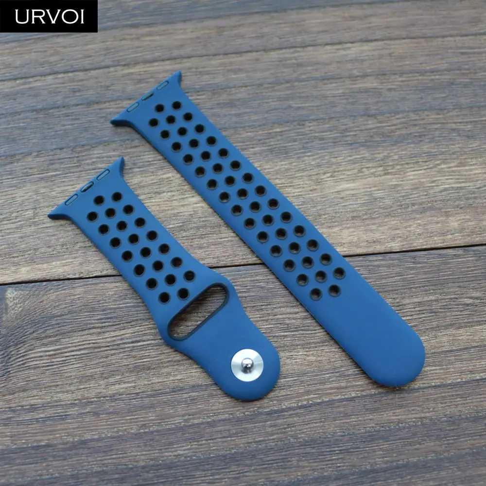 URVOI ремешок для apple watch series 5 4 3 2 спортивный ремешок для наручных часов iwatch, силиконовой лентой Замена дышащая новая цветов размер 38/40/42/44 мм - Цвет ремешка: M Blue Black
