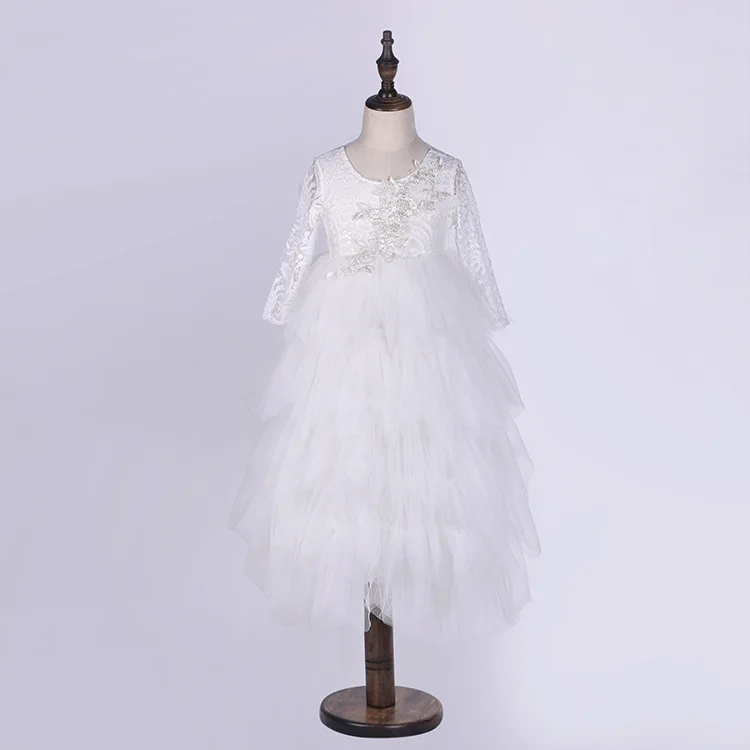 2017 новые летние корейские изящные кружевные платья с длинными рукавами и