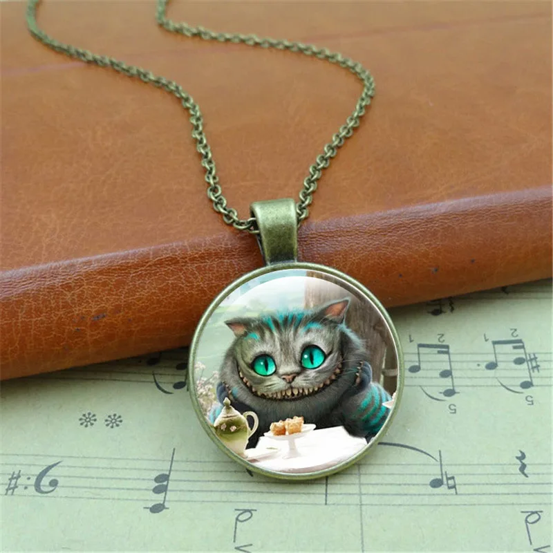 XUSHUI XJ ожерелье с кабошоном изображением Чеширского кота в стране чудес женское