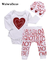 3pcs newborn infant baby clothes set long sleeved bodysuit tops pants leggingshats outfit sets for boys and girls