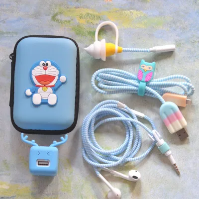 Хороший подарок милый мультфильм USB кабель наушников протектор набор с намотки кабеля Наклейки шнур спираль протектор для iphone 5 6 6s 7 plus