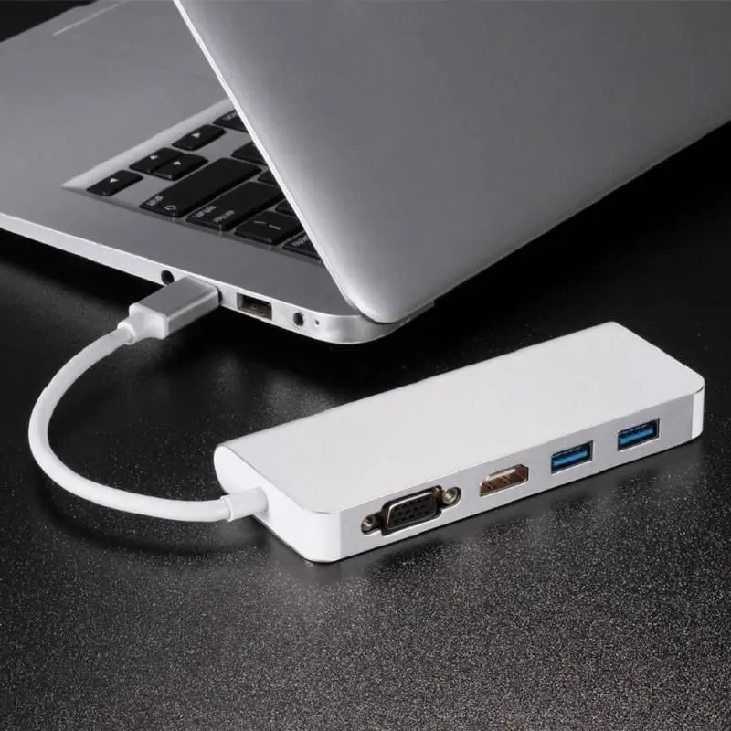 Usb 3 0 концентраторы 6 в 1 type C концентратор type-C к Hdmi Vga Rj45 двойной Usb3.0 Pd зарядный порт