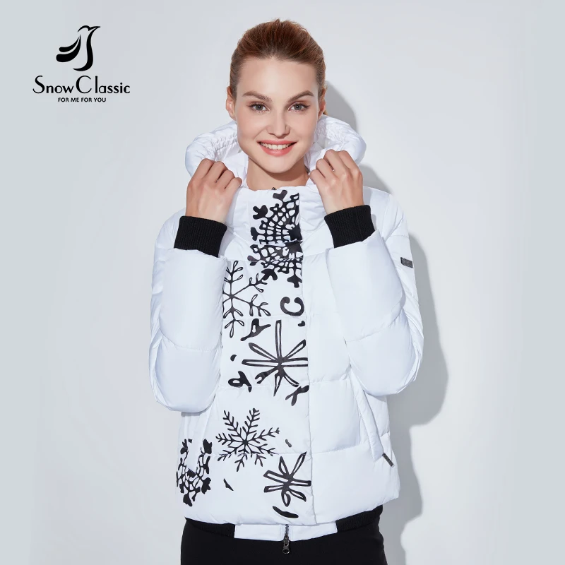 Snowclassic Spring / Summer Lady Loose Cotton Jacket Теплый дышащий лобовое стекло Упругие манжеты Европейский стиль Hoodie куртка