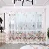 Red 2pcs Peony Flower Print Curtain Tulle Window Treatment Drape Valance Simple Curtain Wear Rod Model 100x200cm L703 - Цвет: Red